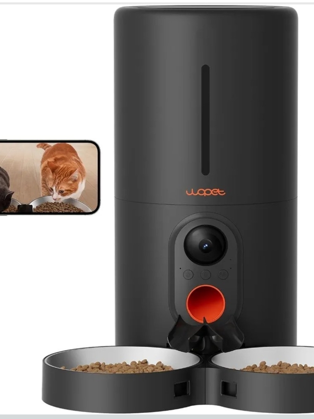 WOPET Automatic Pet Feeder Camera 2 Cats WiFi 1080P HD Auto Food Dispenser